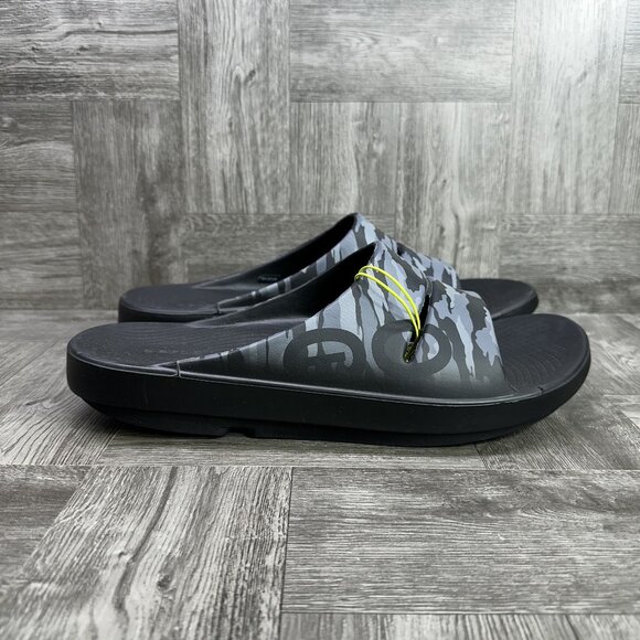 OOFOS Sport Men's size 14 Camo Black Sandals - Picture 1 of 7